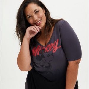 Disney Mickey Dip-Dye Dark Slate Grey Graphic tunic M torrid